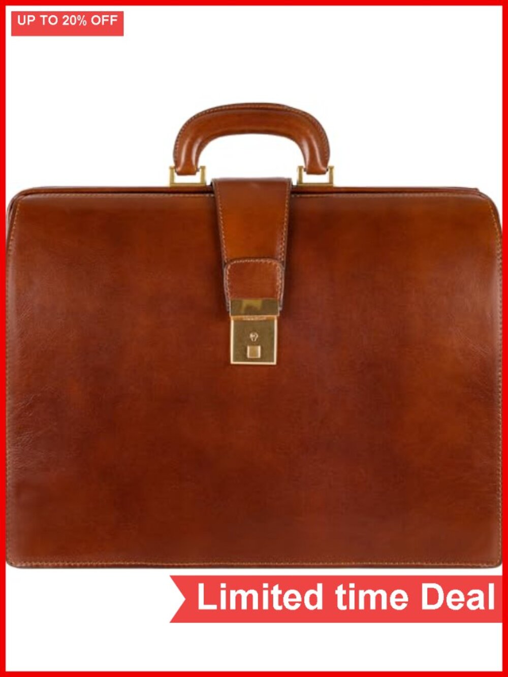 Italian Handmade Full Grain Leather Laptop Briefcase Lawyer Attache Doctor Bag